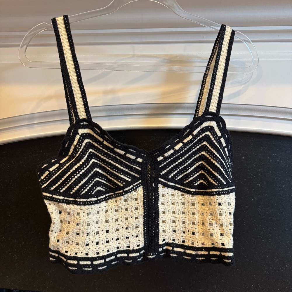 Jason Wu Black and White Crochet Women's Top